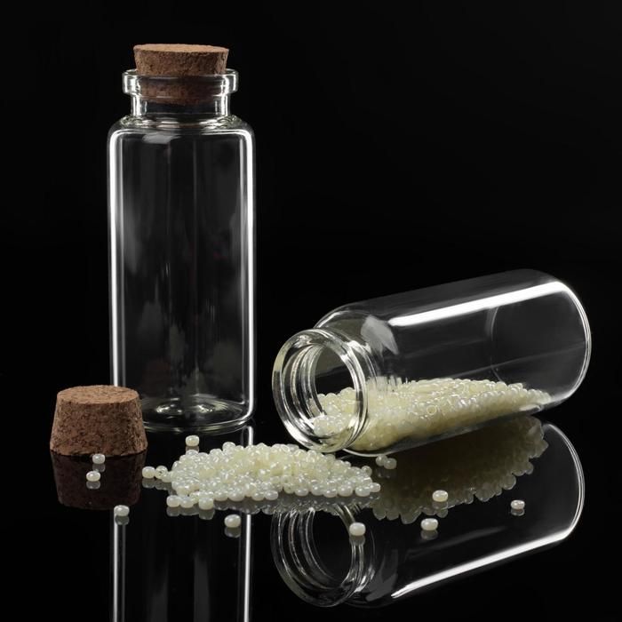 Набор баночек для хранения бисера, d = 2,2 * 6 см, 5 шт, с пробкой — PalitraMastera