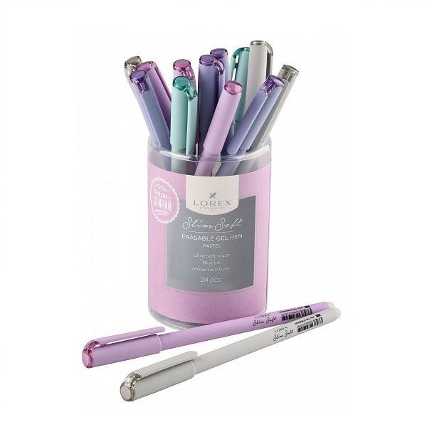 Ручка гел. LOREX PASTEL Slim Soft 0,5 мм синий "пиши-стирай" прорезин. корпус фото 1 — PalitraMastera