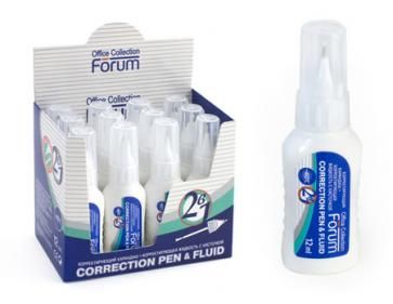 Корректор-Карандаш+ Штрих с кисточкой (2 в 1) 12мл, "FORUM Office Collection", метал. наконечник, м фото 1 — PalitraMastera