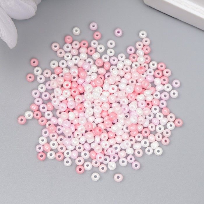 Бисер стекло 8/0 &quot;Перламутр. Меланж розовый&quot; 10 гр  7463351 — PalitraMastera