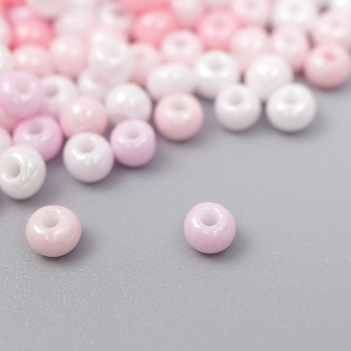 Бисер стекло 8/0 &quot;Перламутр. Меланж розовый&quot; 10 гр  7463351 — PalitraMastera