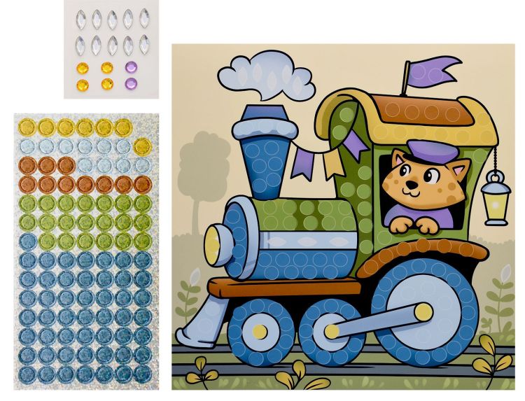 Набор д/тв. волшебная мозаика Каляка-Маляка ПАРОВОЗИК 20х20 см 3+ — PalitraMastera