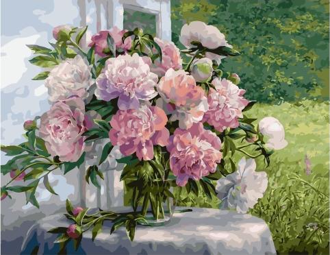 Картина по номерам Премиум PK 59115 (PK 6015) Пионы у окна (Сатаров Михаил) 40*50 Эксклюзив фото 1 &mdash; PalitraMastera