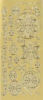 Контурные наклейки "Украшения для елки", лист 10x24,5 см, цвет золотистый фото 1 &mdash; PalitraMastera