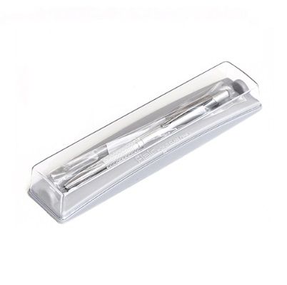 Ручка шариковая автомат. "Flair" MIAMI, серебряный метал. корпус в футляре, цв.чернил синий фото 1 — PalitraMastera