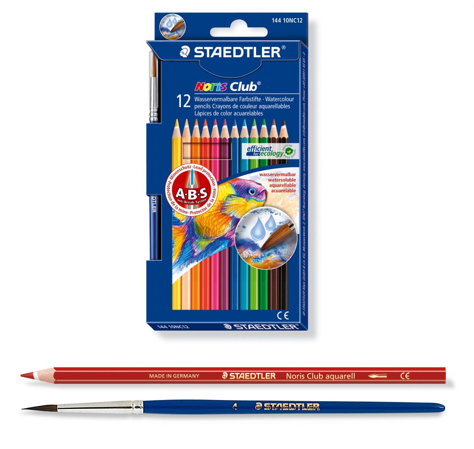 Набор карандашей акварельных 12цв Noris Club/карт.+кисть фото 1 &mdash; PalitraMastera