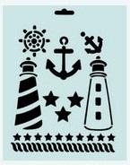 Трафарет пластиковый, 25,5х20,5см,маяки, якоря--- фото 1 &mdash; PalitraMastera