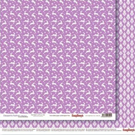 Бумага для скрапбукинга 30,5х30,5 см 190 гр/м, двусторон Зимние контрасты Звездная ночь. Лиловый иней, (10 шт/уп) фото 1 — PalitraMastera