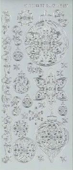 Контурные наклейки "Украшения для елки", лист 10x24,5 см, цвет серебристый фото 1 &mdash; PalitraMastera