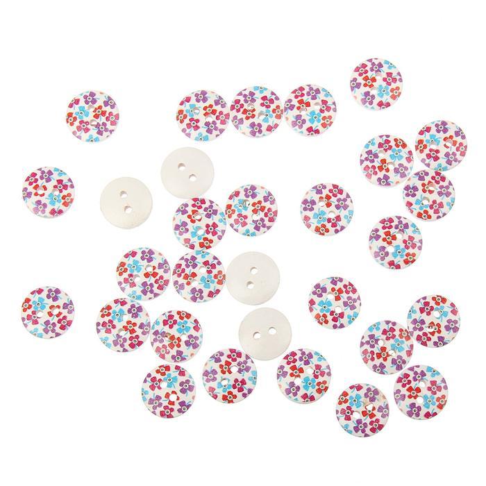 Пуговицы декоративные &quot;Кружочки в цветочек&quot; 15,6 гр — PalitraMastera