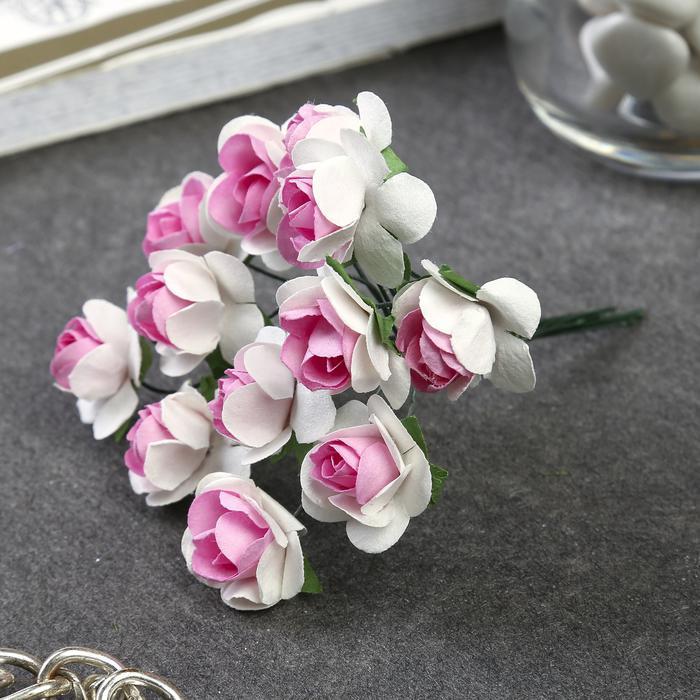 Декор для творчества &quot;Бело-розовый/сиреневый цветок&quot; (1 набор=1 букету) в букете12 шт. МИКС — PalitraMastera