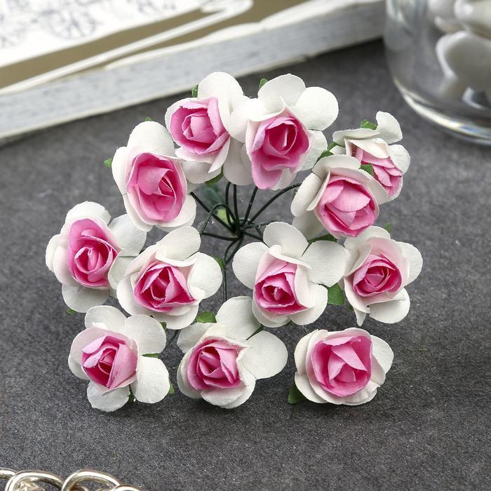 Декор для творчества &quot;Бело-розовый/сиреневый цветок&quot; (1 набор=1 букету) в букете12 шт. МИКС — PalitraMastera