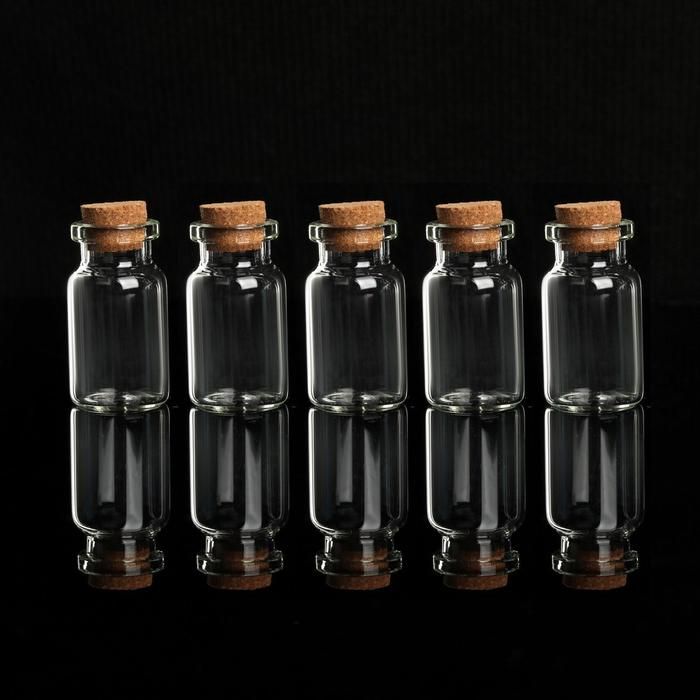 Набор баночек для хранения бисера, d = 2 * 4 см, 5 шт, с пробкой фото 1 — PalitraMastera