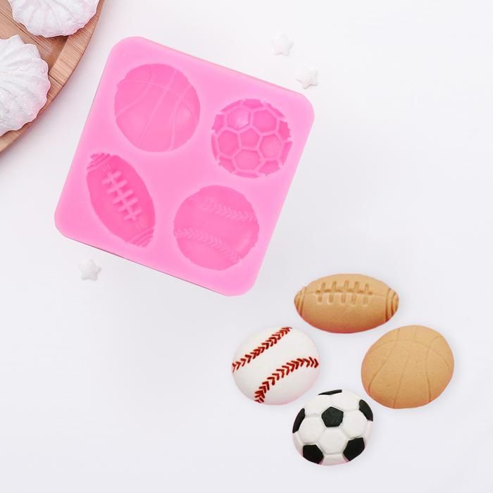 Молд силиконовый 6,2х1,9 см &quot;Мячи&quot;, цвет МИКС (подходит для изготовления мыла) — PalitraMastera