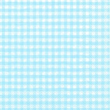 Салфетки бумажные для декупажа, 33х33 см, "Мелкая клетка, детский голубой", упаковка 20 шт. фото 1 &mdash; PalitraMastera