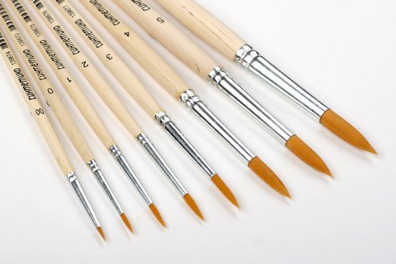 Кисть синтетика круглая, короткая ручка №0 — PalitraMastera