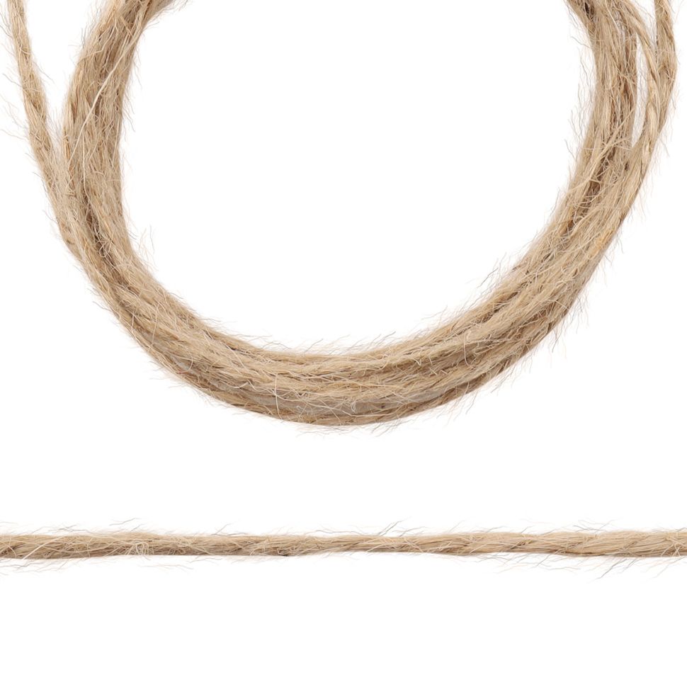 70487 Шпагат джутовый 2-х ниточный 1120 текс, кач. СВ, 1,12 мм*196 м, 220 гр, цв. натуральный фото 1 — PalitraMastera