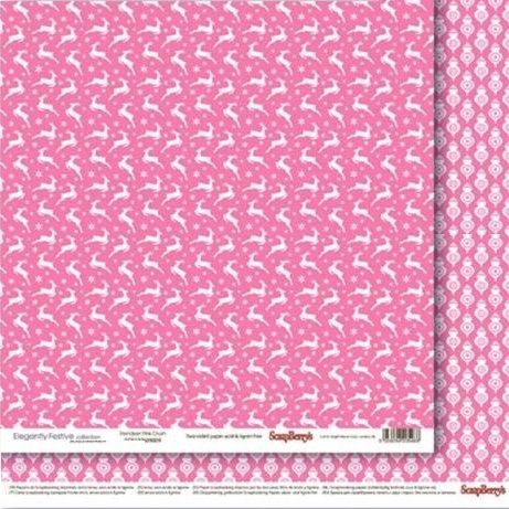 Бумага для скрапбукинга 30,5х30,5 см 190 гр/м, двусторон Зимние контрасты Звездная ночь. Розовое наваждение, (10 шт/уп) фото 1 — PalitraMastera