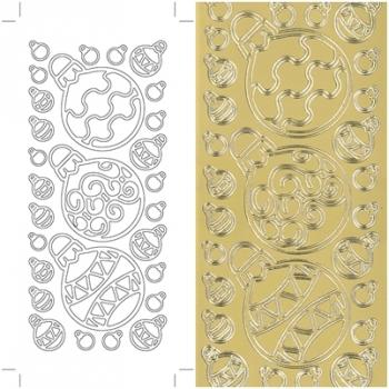 Контурные наклейки "Большие новогодние шары", лист 10x24,5 см, цвет золотистый фото 1 &mdash; PalitraMastera