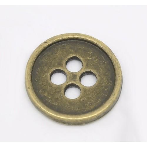 Пуговица 4 отверстия  13mm (под античную бронзу) фото 1 &mdash; PalitraMastera