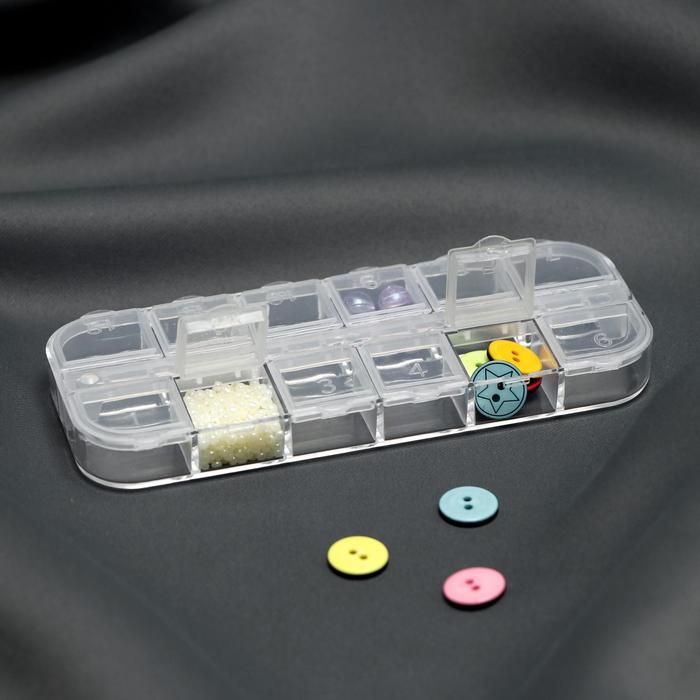 Органайзер для декора, 12 отделений с номерами, 13 * 5 * 1,5 см, цвет прозрачный фото 1 — PalitraMastera