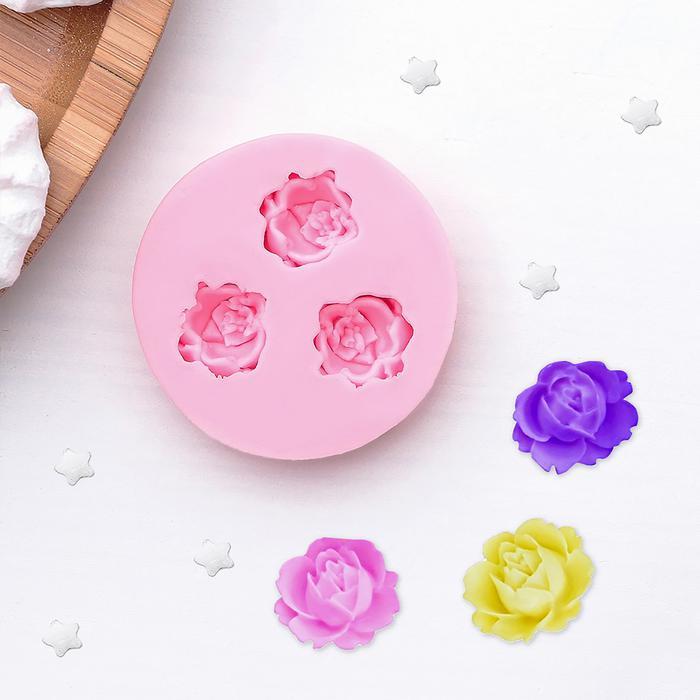 Молд силиконовый 5 см &quot;Три малых розы&quot; — PalitraMastera