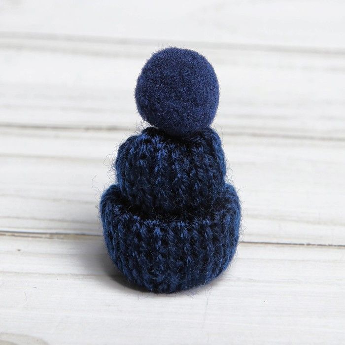 Шапка для игрушек вязаная с помпоном, 1 шт., цвет синий — PalitraMastera