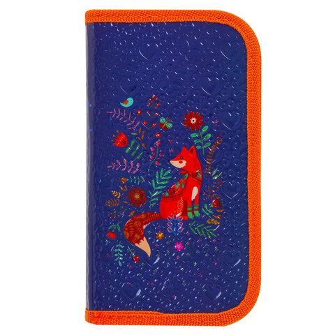 Пенал BRAUBERG, 2 отделения, металлизированный картон, конгрев, 19х11см, Рыжая лиса, 228096 — PalitraMastera