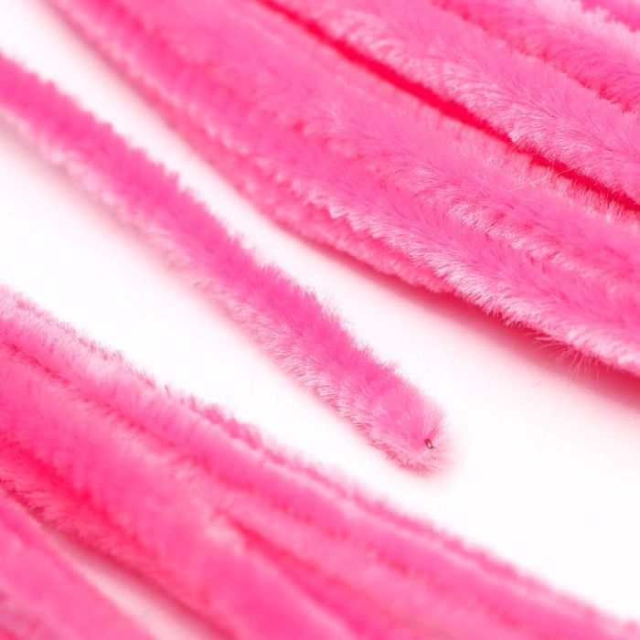 Синельная проволока с ворсом для поделок и декора набор 50 шт., размер 1 шт. — 30*0.6 см, цвет розовый фото 1 &mdash; PalitraMastera