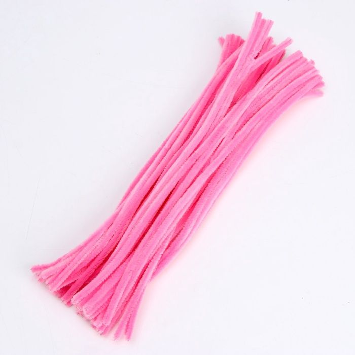 Синельная проволока с ворсом для поделок и декора набор 50 шт., размер 1 шт. — 30*0.6 см, цвет розовый — PalitraMastera