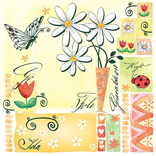 Салфетка для декупажа - 33 x 33 cm Божья коровка, бабочка, цветы фото 1 — PalitraMastera