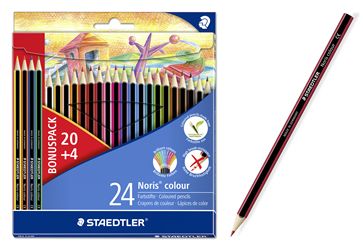 Карандаши цветные STAEDTLER &quot;Wopex Noris Color 185&quot; 24 цв. (20 шт.+4 шт.), шестигранные — PalitraMastera