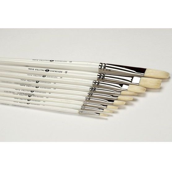 Невская Палитра Кисть щетина отбеленная плоская, длинная ручка №10 (10мм) фото 1 — PalitraMastera