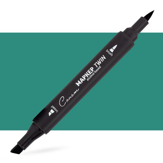 Маркер спиртовой Сонет Twin Brush, бирюзово-синие чернила--- — PalitraMastera