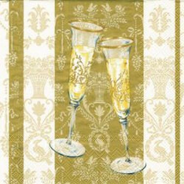Салфетка для декупажа - 33 x 33 cm Бокалы SPARKLE AND FIZZ, золото АКЦИЯ!!! фото 1 — PalitraMastera
