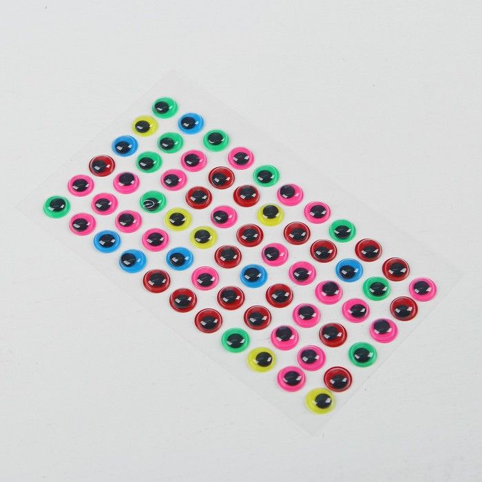 Глазки бегающие на клеевой основе, набор 66 шт, размер 1 см  3689875 — PalitraMastera