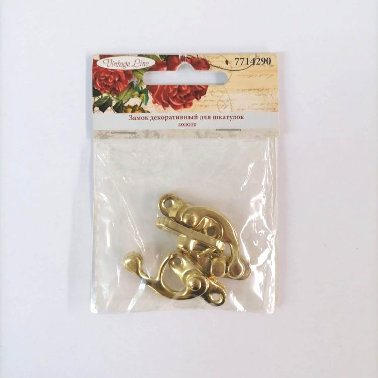 Замок декоративный для шкатулок 28*33 мм, 2шт. золото &mdash; PalitraMastera