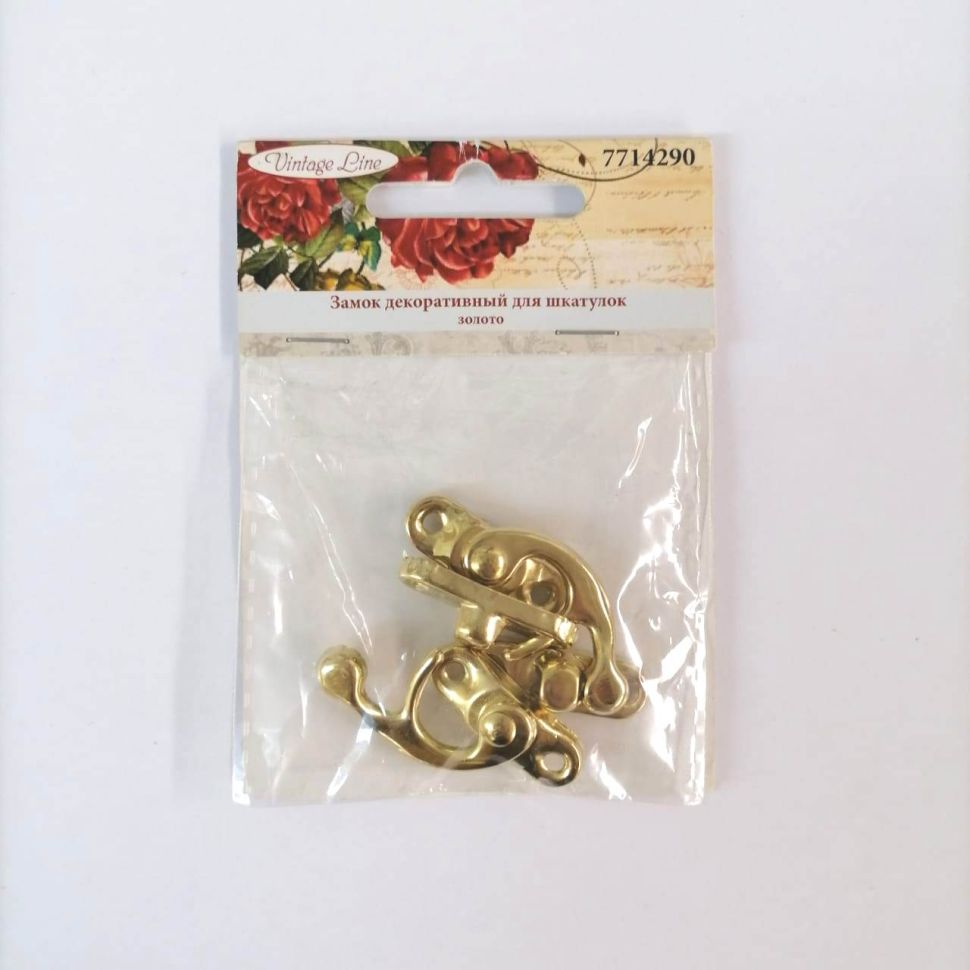 Замок декоративный для шкатулок 28*33 мм, 2шт. золото фото 1 &mdash; PalitraMastera