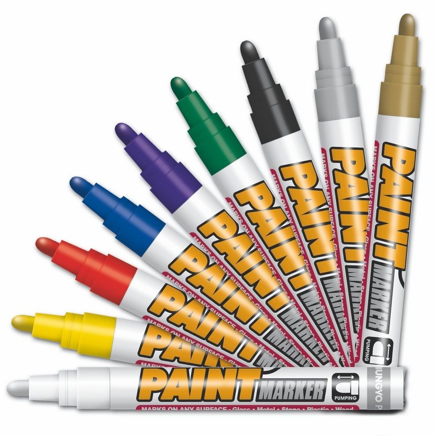 Маркер краска для письма по разным поверхностям цвет белый/С СИЛОЙ утопить кончик маркера в корпус фото 1 &mdash; PalitraMastera