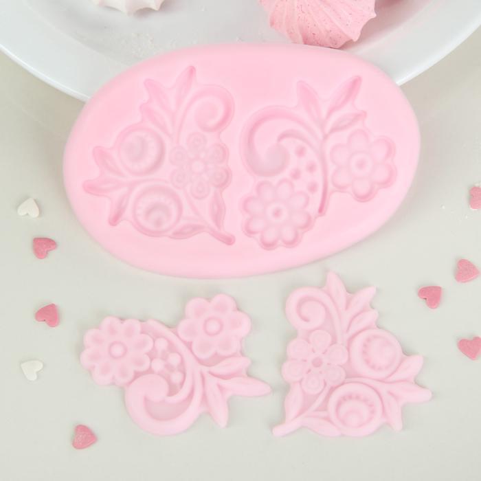 Молд силиконовый 3 части 10,5х6,5 см &quot;Цветы&quot;--- — PalitraMastera