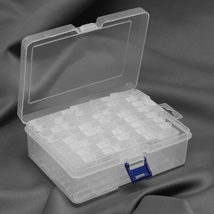 Контейнер для рукоделия, 42 баночки, 1 * 3 * 5 см, 12 * 18 * 6 см, с закрыв.защелками — PalitraMastera