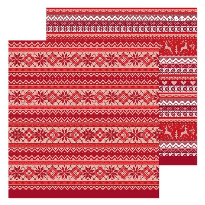 Бумага для скрапбукинга «Новогодний орнамент», 30,5 * 30,5 см, 180 г/м — PalitraMastera