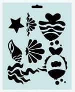 Трафарет пластиковый, 25,5х20,5 см, рыбки, ракушки--- &mdash; PalitraMastera