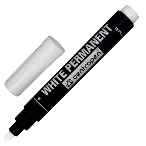Маркер Centropen перманент, белый, 2.5мм, круглый фото 1 &mdash; PalitraMastera
