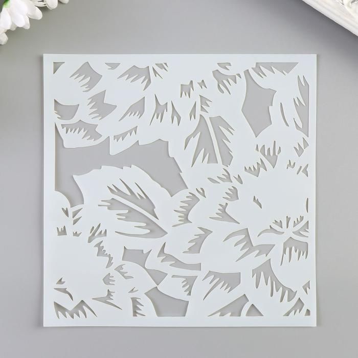 Трафарет пластик "Пион с острыми лепестками" 15х15 см  5197266 фото 1 — PalitraMastera