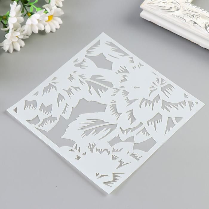 Трафарет пластик &quot;Пион с острыми лепестками&quot; 15х15 см  5197266 — PalitraMastera