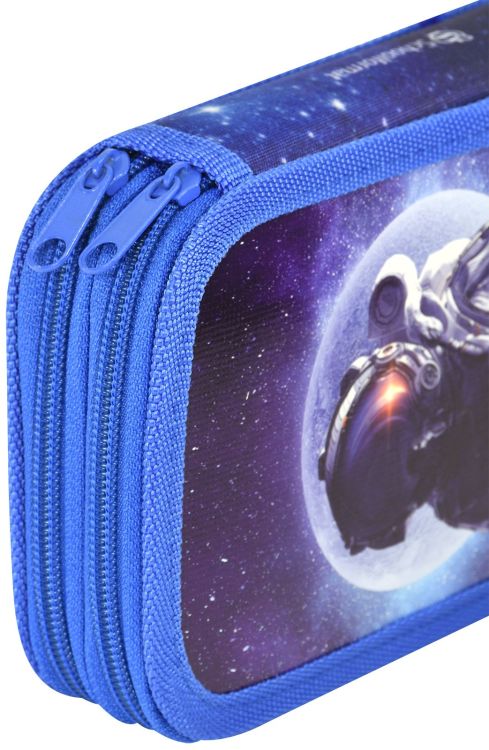 Пенал 2 секц. бол. Schoolformat SPACE SOUL 190х105х35 картон, полиэстер молния синий — PalitraMastera