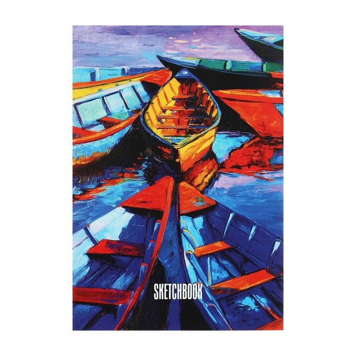 Скетчбук А5, 40 листов на склейке по короткой стороне &quot;По волнам&quot;, обложка мелованный картон, блок 100 г/м? — PalitraMastera