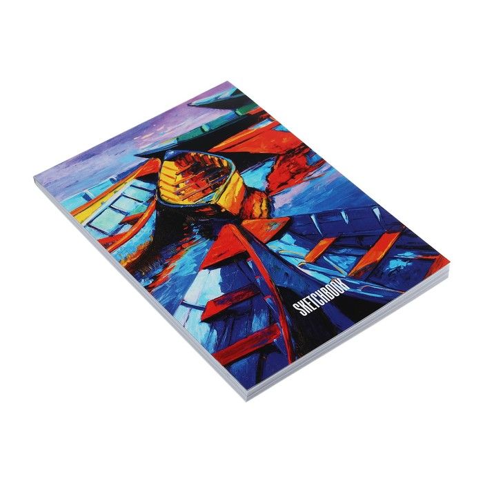 Скетчбук А5, 40 листов на склейке по короткой стороне &quot;По волнам&quot;, обложка мелованный картон, блок 100 г/м? — PalitraMastera