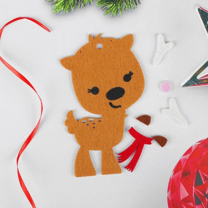 Ёлочная игрушка из фетра «Оленёнок в шарфике», своими руками — PalitraMastera